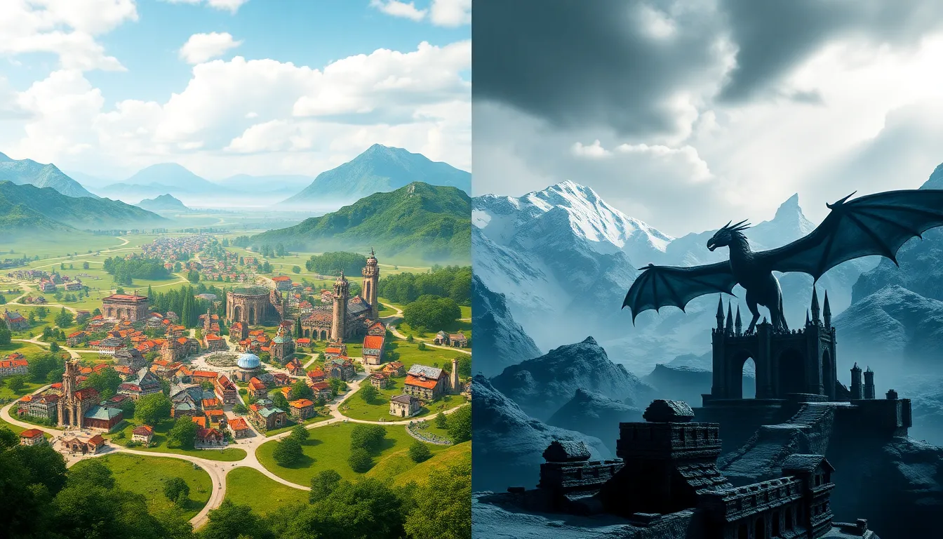 Comparison of Oblivion and Skyrim game worlds.